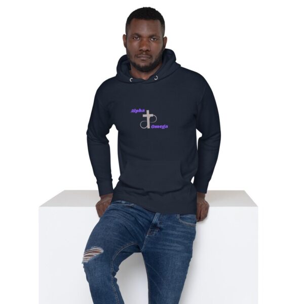 Alpha & Omega Unisex Hoodie, with cross design, religious, Christian message, holy, Bible, faith based. - Image 6