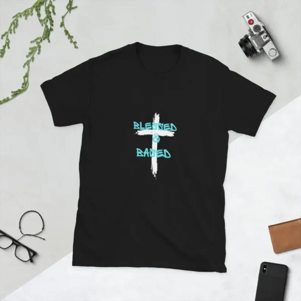 Christian theme Short-Sleeve Unisex T-Shirt slogan - Blessed & based. - Image 9